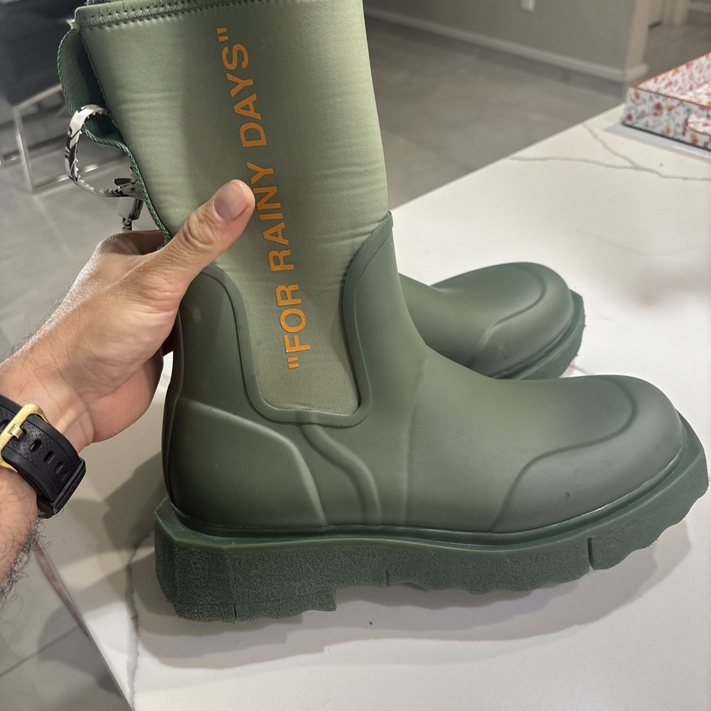 Off-white Wmns Zip Tie Rain Boots Size 10